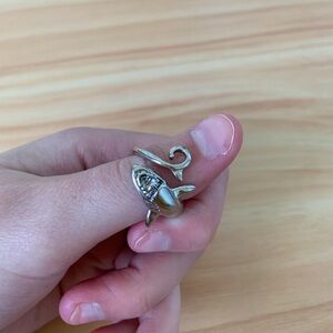 Sterling Silver Shark Crochet Tension Ring, Adjustable